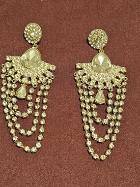 Gold Crystal Chandelier Earrings - Brand
